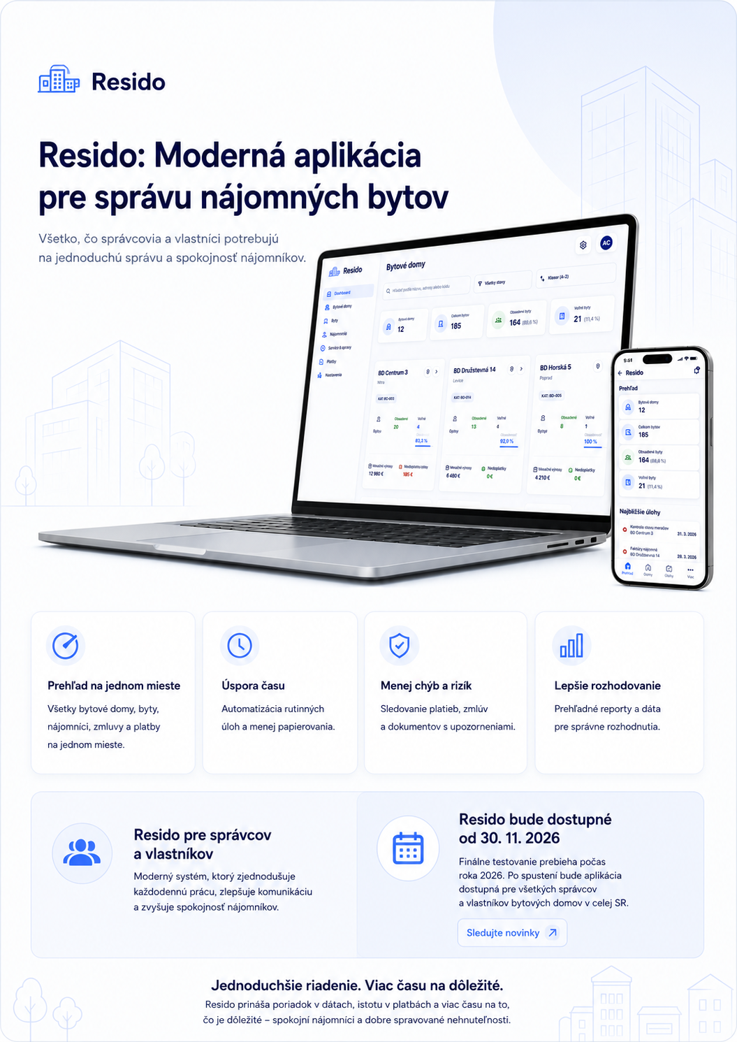 Resido – správa bytových domů na notebooku